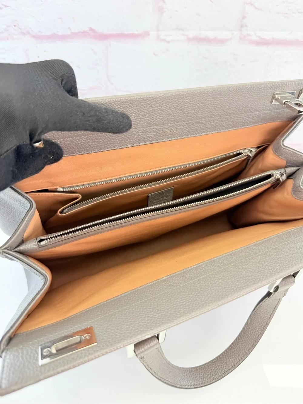 Gucci Zumi Grey Leather Top-Handle Satchel Gold Hardware